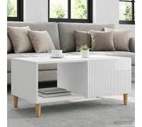 vidaXL Tavolino da salotto Bianco Lucido 90 x 50 x 40 cm, Tavolo da caffè rettangolare vintage elegante, con ampio spazio di stoccaggio, funzionale, per il soggiorno, utile e stiloso