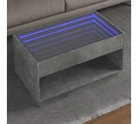 vidaXL Tavolino da Salotto con LED Infinity Grigio Cemento 90x50x50 cm