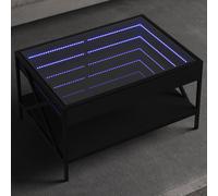 vidaXL Tavolino da Salotto con LED Infinity Nero 70x50x38 cm