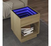 vidaXL Tavolino da Salotto con LED Infinity Rovere Sonoma 40x40x50 cm