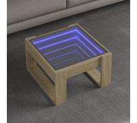 vidaXL Tavolino da Salotto con LED Infinity Rovere Sonoma 50x53x30 cm