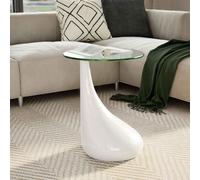 vidaXL Tavolino da Salotto con Ripiano Ovale in Vetro Bianco Lucido