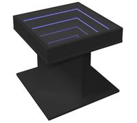 vidaXL Tavolino da salotto con specchio LED Infinity - Legno ingegnerizzato nero, 50 x 50 x 45 cm, multiuso, per soggiorno/balcone/camera da letto, luci RGB, connettore USB