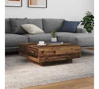 vidaXL Tavolino rustico in legno massello di recupero, 80 x 31 cm, design unico fatto a mano, finitura vintage invecchiata, versatile per interni, ampio spazio di archiviazione, forma quadrata