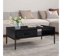 vidaXL Tavolino da Salotto Nero 90x50x35 cm in Legno Massello di Pino