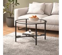 vidaXL Tavolino da Salotto Nero e Trasparente 70 cm in Vetro Temperato