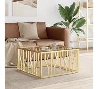 vidaXL Tavolino da Salotto Oro 80x80x40 cm in Acciaio Inox e Vetro