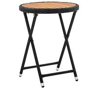 vidaXL Tavolino da Tè Nero 60 cm in Polyrattan e Massello di Acacia