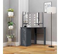 vidaXL Tavolino da Trucco Angolare con LED Grigio 111x54x141,5 cm