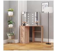 VIDAXL - Tavolino da Trucco Angolare con LED Rovere 111x54x141,5 cm
