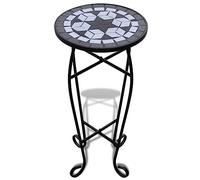 vidaXL Tavolino Laterale Piante Design Mosaico Bianco/Nero Supporto Espositore