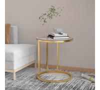 vidaXL Tavolino Oro e Trasparente 45 cm in Vetro Temperato