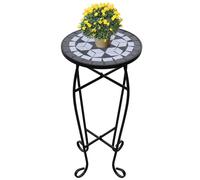 vidaXL Tavolino per Piante con Mosaico Nero e Bianco
