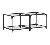 vidaXL Tavolino Salotto con Piano Vetro Trasparente 50x50x40cm Acciaio, tavolino da soggiorno, tavolino da divano, tavolino da tè, tavolino laterale