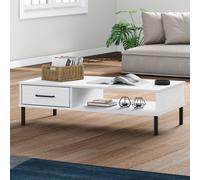 vidaXL Tavolino Salotto Gambe Metallo Bianco Legno Massello Pino OSLO