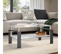 vidaXL Tavolino Salotto Nero e Trasparente 95x55x40 cm Vetro Temperato
