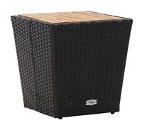 vidaXL Tavolino Tavolo Tavolinetto Tavolo di Servizio Tavolino Laterale Mobile Arredo Arredamento Nero 41,5x41,5x43 cm in Polyrattan e Legno Acacia