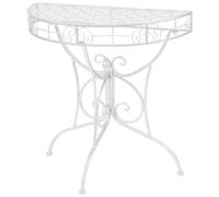 Tavolino vintage in metallo semicircolare 72x36x74 cm argento