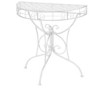 Tavolino vintage in metallo semicircolare 72x36x74 cm argento