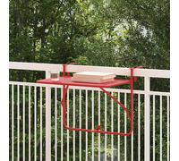 vidaXL Tavolo Appeso da Balcone Rosso 60 x 39 x 65 cm Acciaio
