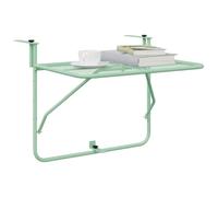 vidaXL Tavolo da balcone in metallo verde menta, superficie a rete, design rettangolare per esterni, resistente alle intemperie, 39,5 x 60 x 65 cm, capacità 100 kg