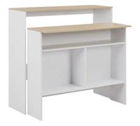 vidaXL Tavolo da Bar 2 Livelli Funzionale Stabile Resistente Design Stile Lineare con Ripiani Elegante Tavolino Pub Bistrot Tavola Bianco e Rovere