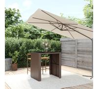 vidaXL Tavolo Bar con Piano in Vetro Marrone 105x80x110 cm Polyrattan