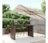 vidaXL Tavolo Bar con Piano in Vetro Marrone 185x80x110 cm Polyrattan