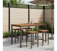 vidaXL Tavolo Bar da Giardino Naturale e Caffè 147 x 88,5 x 105 cm