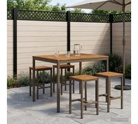 vidaXL Tavolo Bar da Giardino Naturale e Caffè 110 x 108,5 x 105 cm
