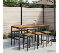 vidaXL Tavolo Bar da Giardino Naturale e Nero 180 x 88,5 x 105 cm