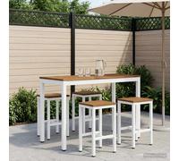 vidaXL Tavolo Bar da Giardino Naturale e Bianco 108,5 x 55 x 105 cm