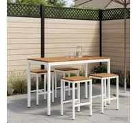 vidaXL Tavolo Bar da Giardino Naturale e Bianco 141 x 80,5 x 105 cm