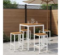 vidaXL Tavolo Bar da Giardino Naturale e Bianco 80 x 80,5 x 105 cm