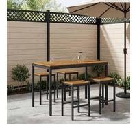 vidaXL Tavolo Bar da Giardino Naturale e Nero 141 x 80,5 x 105 cm