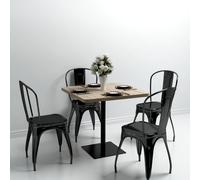 Tavolo Bistrot MDF e Acciaio Quadrato 80x80x75 cm Color Rovere
