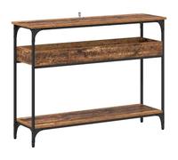 vidaXL Tavolo Console Industriale in Legno Invecchiato Marrone da 100cm con Struttura Metallica, Piedini Regolabili in Acciaio Rivestito in Polvere, Finitura Opaca e Ripiani Autonomi. Design Salvaspa