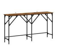 vidaXL Tavolo Console Industriale in Legno Vecchio 140cm Marrone, con Piano Ingegnerizzato e Struttura in Acciaio Nero. Gambe a spillo e Piedini Regolabili. Forma Rettangolare, misure 29.7x75. Uso I
