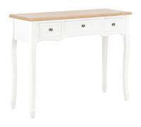 vidaXL Tavolo Consolle da Trucco Compatto con 3 Cassetti Tavolino Cosmetico Toilette Pomelli in Ferro Bianco in MDF e Legno di Pino