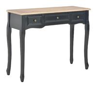 vidaXL Tavolo Consolle da Trucco Compatto con 3 Cassetti Tavolino Cosmetico Toilette Pomelli in Ferro Nero in MDF e Legno di Pino