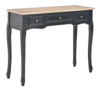 vidaXL Tavolo Consolle da Trucco Compatto con 3 Cassetti Tavolino Cosmetico Toilette Pomelli in Ferro Nero in MDF e Legno di Pino