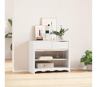 vidaXL Tavolo Consolle "DRAMMEN" Bianco 89,5x37x73 cm Legno Massello Pino Questo tavolo consolle è il perfetto mix di eleganza e praticità. Ottimo per il tuo ingresso o soggiorno, la forma rettangolar