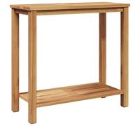vidaXL Tavolo Consolle in Legno Teak Solido della, Marrone, 85 x 35 x 75 cm, per Uso Esterno. Ha Un Design Rettangolare e Un ripiano Nascosto. Montaggio con Gambe da Fare con Un cacciavite. Lavabile