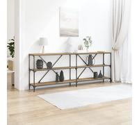 vidaXL Tavolo Consolle In Rovere Artigianale 200x30x75 cm Legno Ingegnerizzato e Acciaio