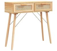 vidaXL Tavolo Consolle Marrone 80x30x75 Massello Pino Rattan Naturale