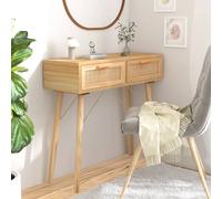 vidaXL Tavolo Consolle Marrone 80x30x75 Massello Pino Rattan Naturale