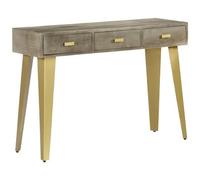 VIDAXL - Tavolo Consolle Massello Di Mango Grigio E Ottone 110x35x76 Cm