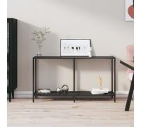 vidaXL Tavolo Consolle Nero 140x35x75,5 cm in Vetro Temperato