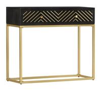 VIDAXL - Tavolo Consolle Nero E Oro 90x30x75cm Legno Massello Di Mango