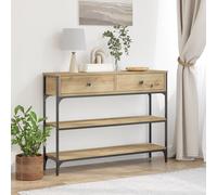 vidaXL - Consolle artigianale in rovere con ripiani/cassetti - legno ingegnerizzato / metallo - 100 cm - soggiorno/camera da letto/corridoio